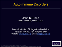 Autoimmune Disorders (3 Hours for YSU and PCOM)