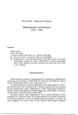 Bibliografia Alfonsiana (1978 - 1988)