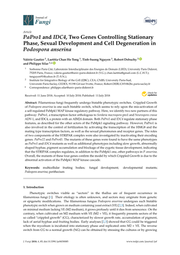 Papro1 and IDC4, Two Genes Controlling Stationary Phase, Sexual Development and Cell Degeneration in Podospora Anserina