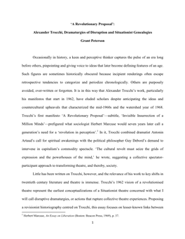 Alexander Trocchi, Dramaturgies of Disruption and Situationist Genealogies