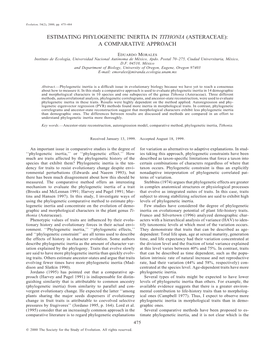 Estimating Phylogenetic Inertia in Tithonia (Asteraceae): a Comparative Approach