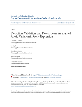 Detection, Validation, and Downstream Analysis of Allelic Variation in Gene Expression Daniel C