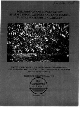 Soil Erosion and Conservation As Affected by Land Use and Land Tenure, El Pital Watershed, Nicaragua