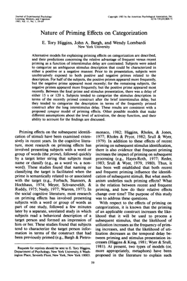 Nature of Priming Effects on Categorization