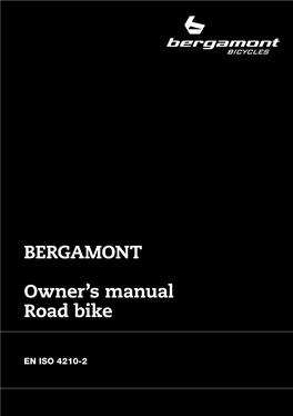 BERGAMONT Owner's Manual Road Bike