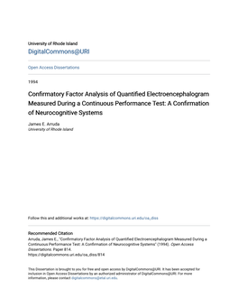 Confirmatory Factor Analysis of Quantified Electroencephalogram Measured During a Continuous Performance Test: a Confirmation of Neurocognitive Systems