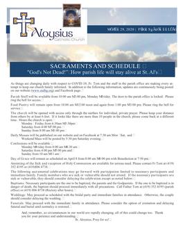 SACRAMENTS and SCHEDULE  