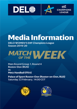 Media Information DELO WOMEN's EHF Champions League Season 2019/20
