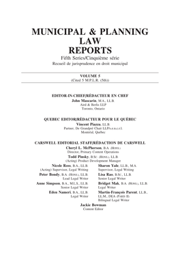 Municipal & Planning Law Reports