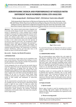 Aerodynamic Design and Performance of Nozzles with Different Mach Numbers Using Cfd Analysis