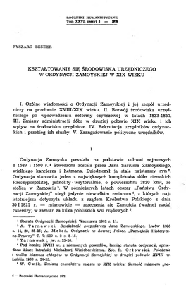 Kształtowanie Się Środowiska Urzędniczego W Ordynacji Zamoyskiej W Xix Wieku