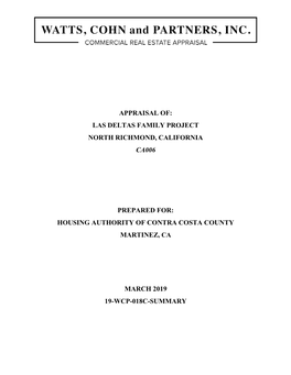 Appraisal Of: Las Deltas Family Project North Richmond, California Ca006