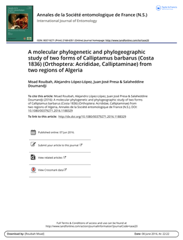 A Molecular Phylogenetic and Phylogeographic Study of Two Forms