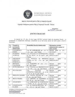 Anunț Colectiv Debite 23 Noiembrie 2017