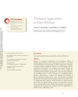 Chemical Approaches to Glycobiology