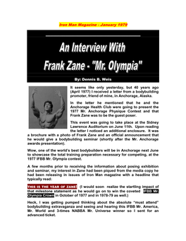 Frank Zane Interview