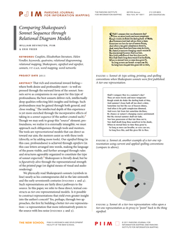 Comparing Shakespeare's Sonnet Sequence Through Relational Diagram Models