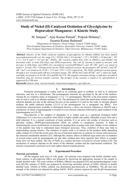 Study of Nickel (II) Catalysed Oxidation of Glycylglycine by Heptavalent Manganese: a Kinetic Study