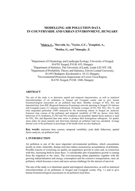 Modelling Air Pollution Data in Countryside and Urban Environment, Hungary