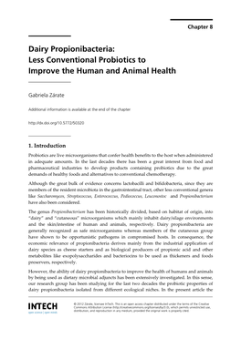 Dairy Propionibacteria: Less Conventional Probiotics to Improve the Human and Animal Health