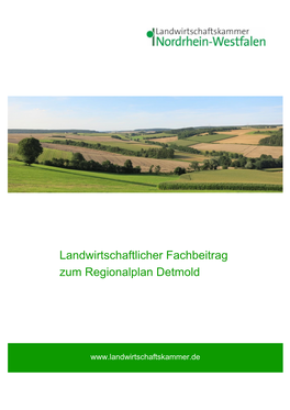 Landwirtschaftlicher Fachbeitrag Zum Regionalplan Detmold