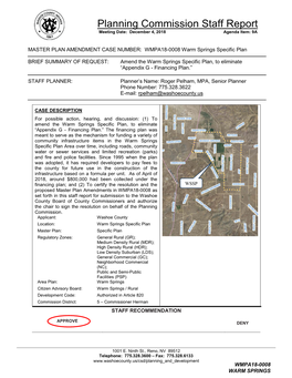 WMPA18-0008 Warm Springs Specific Plan Staff Report.Pdf