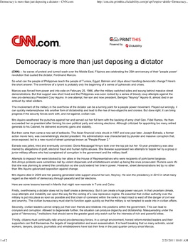 Democracy Is More Than Just Deposing a Dictator - CNN.Com