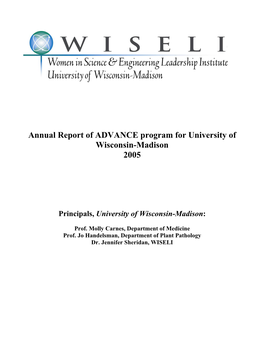 Annual Report of ADVANCE Program for University of Wisconsin-Madison 2005