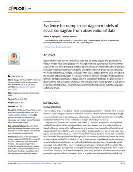 Evidence for Complex Contagion Models of Social Contagion from Observational Data