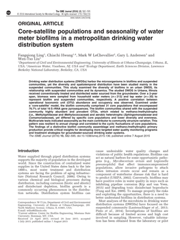 Core-Satellite Populations and Seasonality of Water Meter Biofilms in a Metropolitan Drinking Water Distribution System