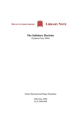 The Salisbury Doctrine (Updated June 2006)