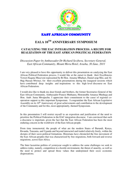 East African Community Eala 10 Anniversary Symposium