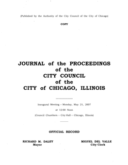 JOURNAL of the PROCEEDINGS of the CITY COUNCIL of the CITY of CHICAGO, ILLINOIS