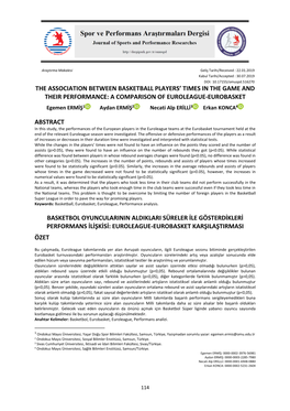 A COMPARISON of EUROLEAGUE-EUROBASKET Egemen ERMİŞ1 Aydan ERMİŞ2 Necati Alp ERİLLİ3 Erkan KONCA4