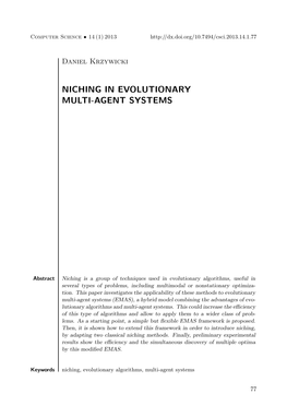 Niching in Evolutionary Multi-Agent Systems