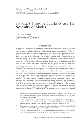 Spinoza's Thinking Substance and the Necessity of Modes