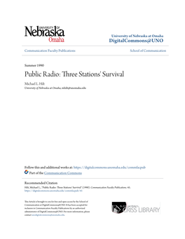 Public Radio: Three Stations' Survival Michael L