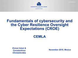 Fundamentals of Cybersecurity and the Cyber Resilience Oversight Expectations (CROE)