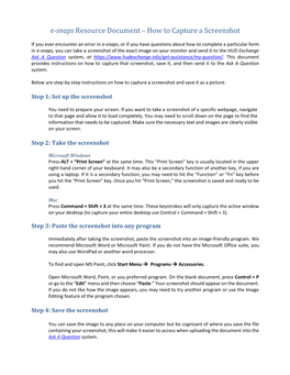 E-Snaps Resource Document – How to Capture a Screenshot