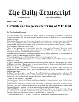 Circulate San Diego Sees Better Use of MTS Land