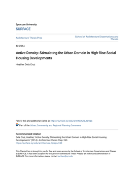 Stimulating the Urban Domain in High-Rise Social Housing Developments