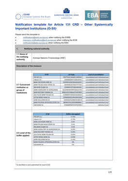 Other Systemically Important Institutions (O-SII)1