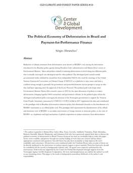The Political Economy of Deforestation in Brazil and Payment-For-Performance Finance