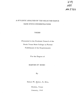 A Stylistic Analysis of Ten Selected Dance Band Stock