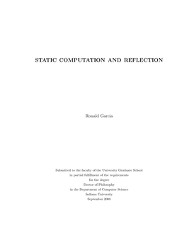 Static Computation and Reflection: Theory and Practice