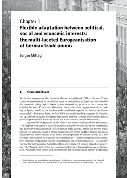 Chapter 1 Flexible Adaptation Between Political, Social and Economic Interests: the Multi-Faceted Europeanisation of German Trade Unions