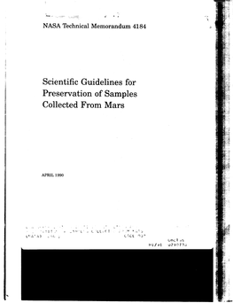 Scientific Guidelines for Preservation of Samples Collected from Mars