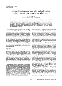 A Window to Unitization and Other Cognitive Processes in Reading Text