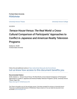 &lt;I&gt;Terrace House&lt;/I&gt; Versus &lt;I&gt;The Real World&lt;/I&gt;: a Cross-Cultural