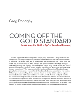 Greg Donaghy Coming Off the Gold Standard Re-Assessing the ‘Golden Age’ of Canadian Diplomacy